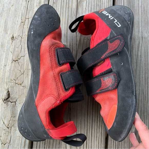 Climb X Rave Strap Climbing Shoes Mens US 6 / Womens US 7 EU 38 Red Hook & Loop - Picture 15 of 15